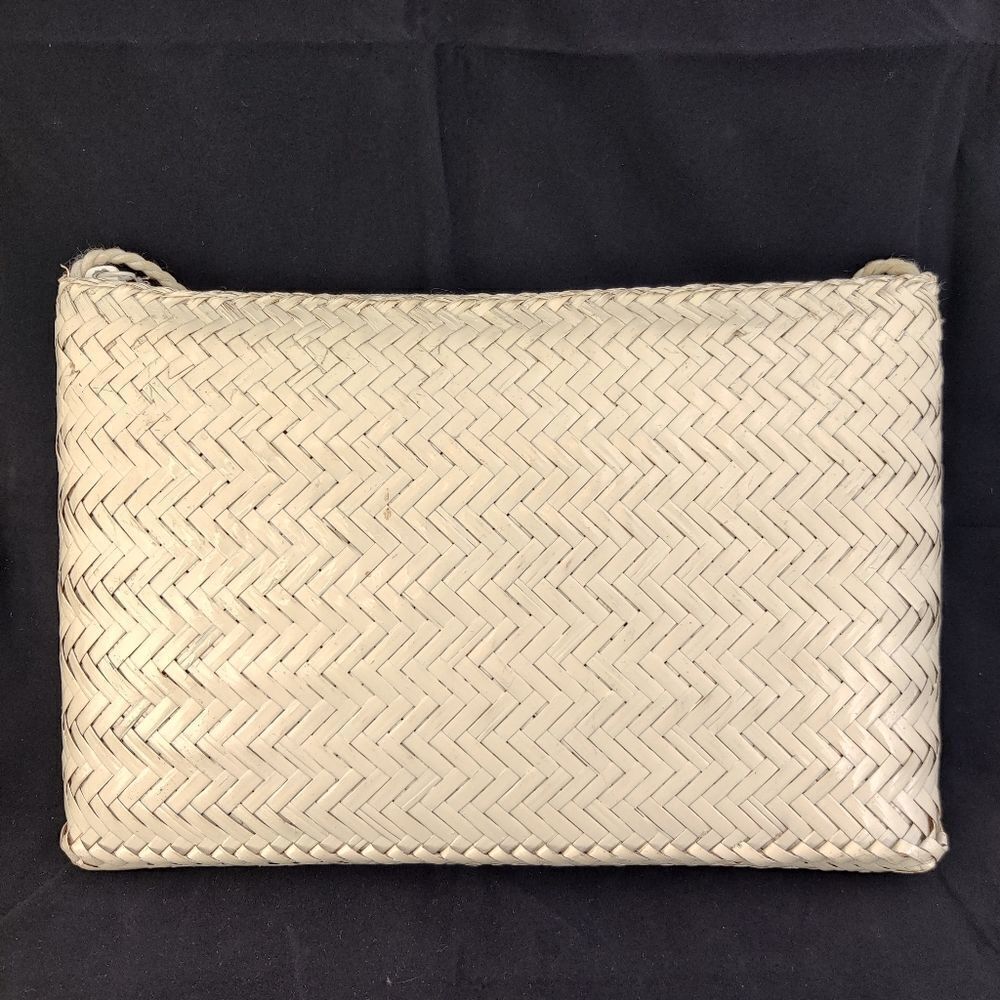 Vintage Lord & Taylor Woven Straw Crossbody Bag – Minimal Summer Clutch - Picture 14 of 14